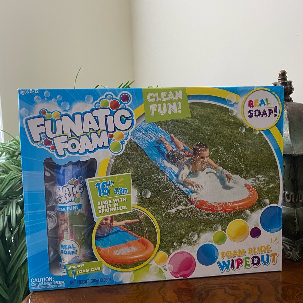 Funatic Foam Slide with Sprinkler - Blue and Orange with Real Soap